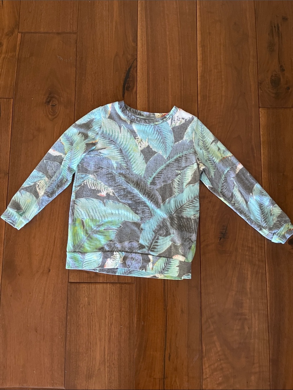 Sol Angeles Kids Tropical Leaf Sweatshirt - Blue Green Gray